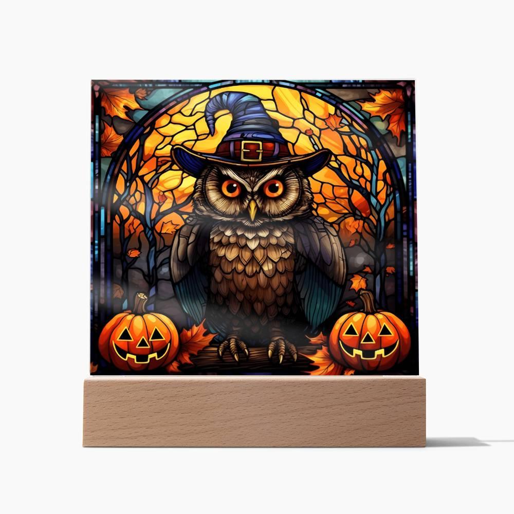 Halloween 'Haunted Owl' Acrylic Square Plaque - Real Rad Boutique