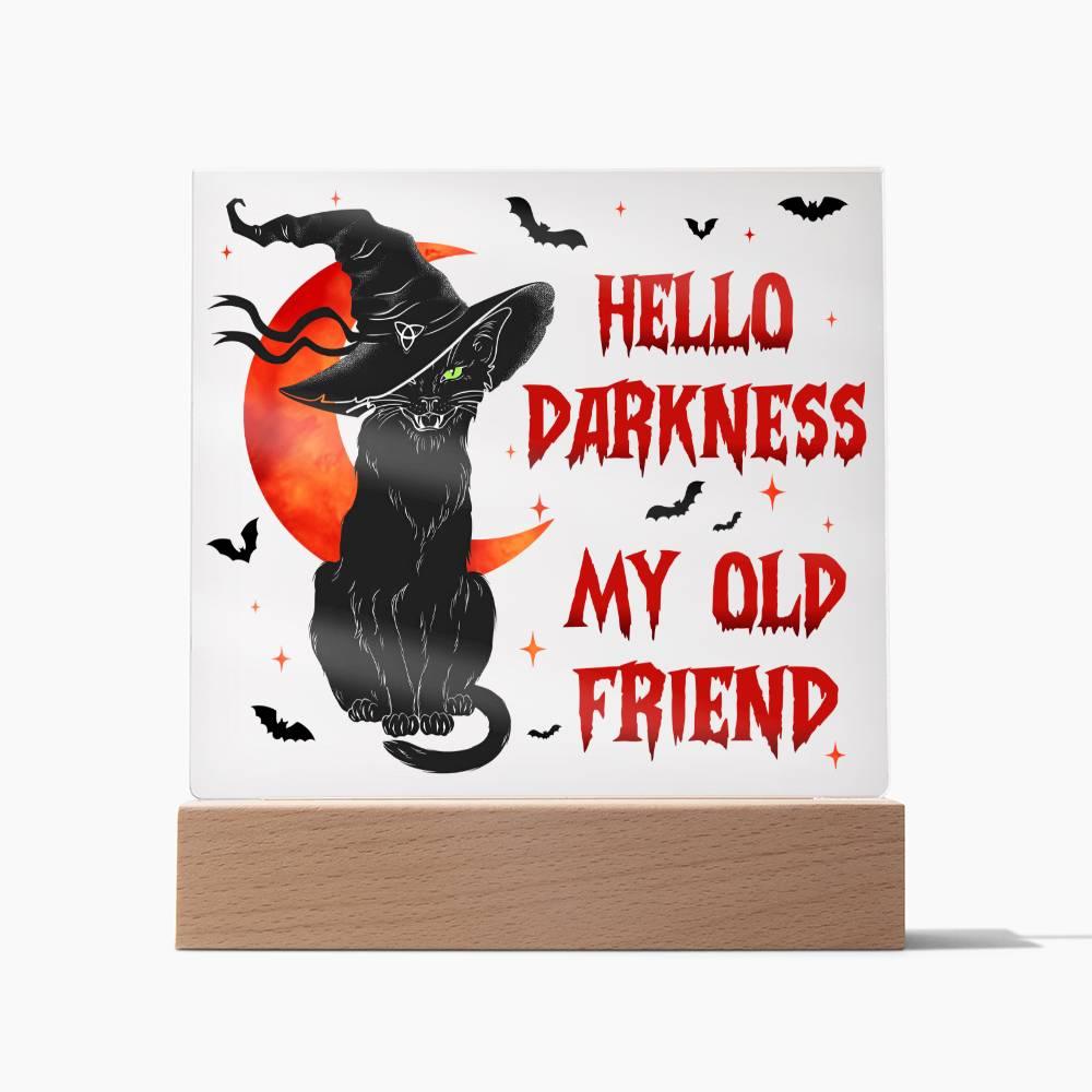 Halloween 'Hello Darkness, Purrfect Companion' Acrylic Square Plaque - Real Rad Boutique