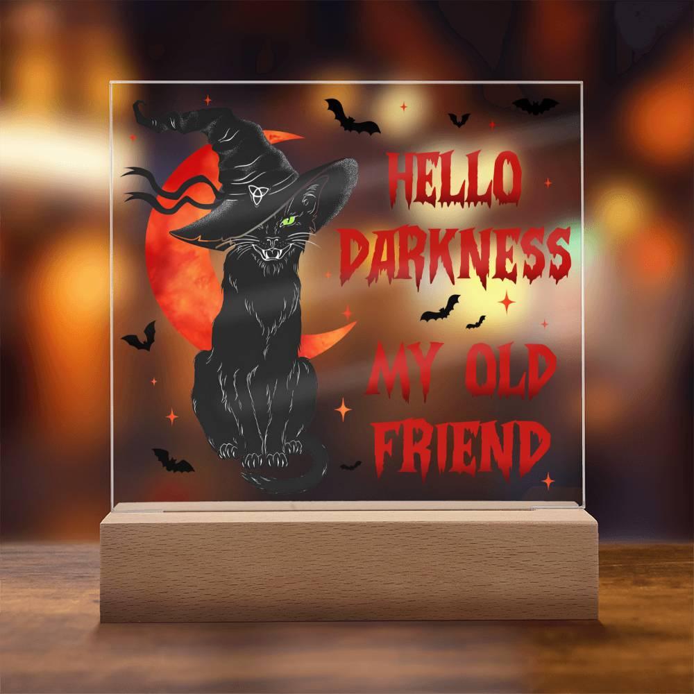 Halloween 'Hello Darkness, Purrfect Companion' Acrylic Square Plaque - Real Rad Boutique