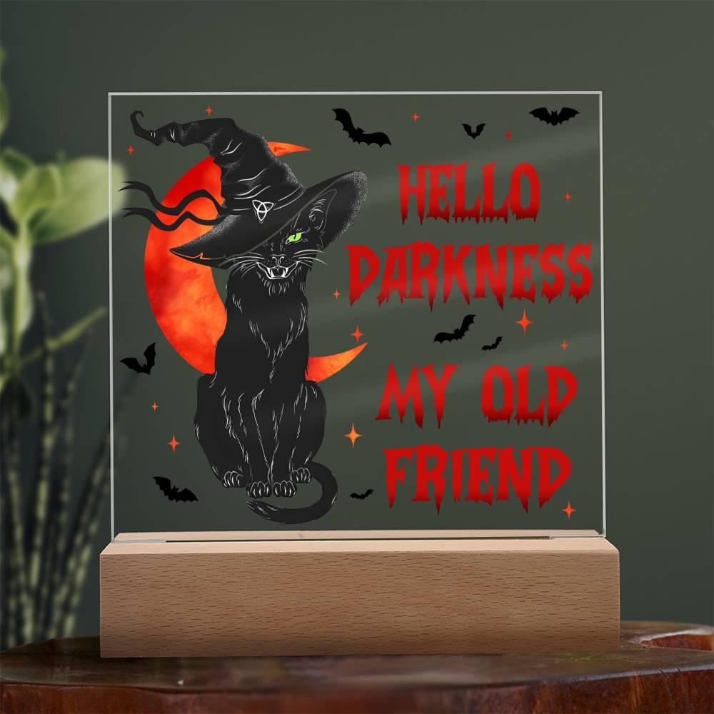 Halloween 'Hello Darkness, Purrfect Companion' Acrylic Square Plaque - Real Rad Boutique