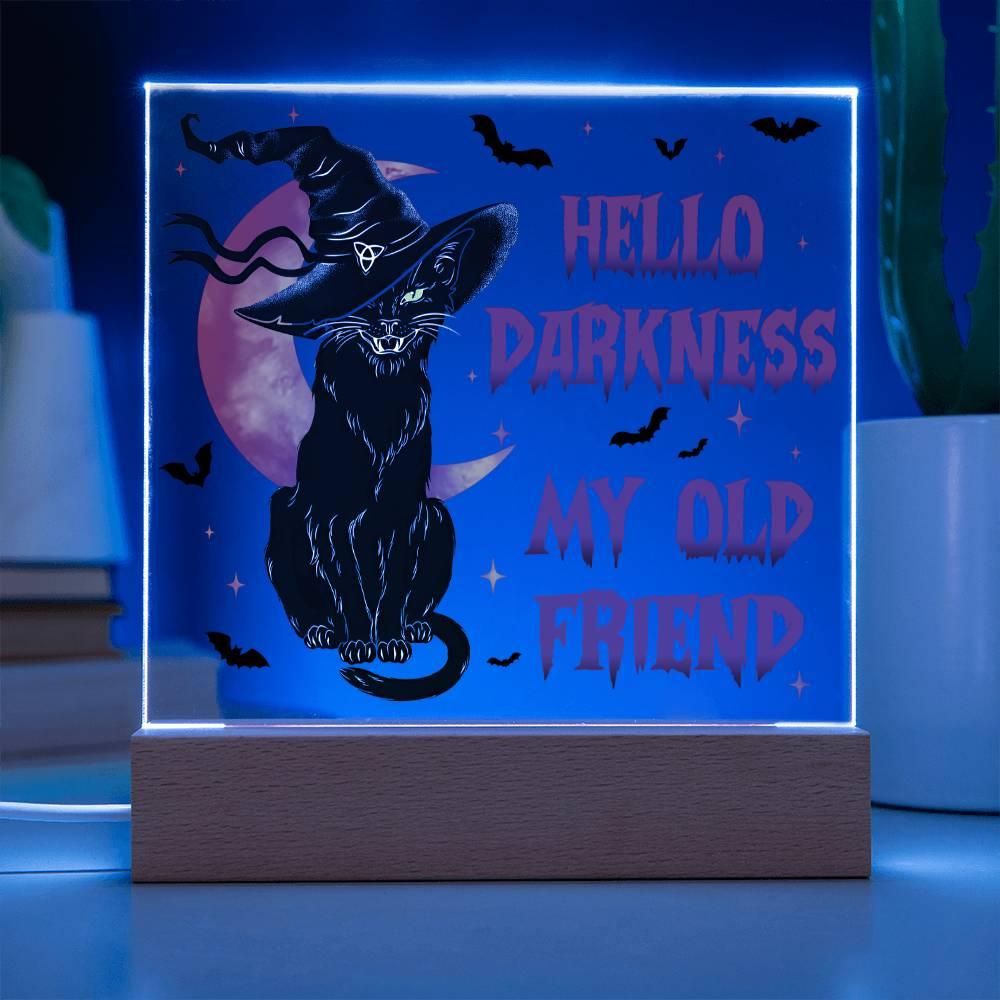 Halloween 'Hello Darkness, Purrfect Companion' Acrylic Square Plaque - Real Rad Boutique