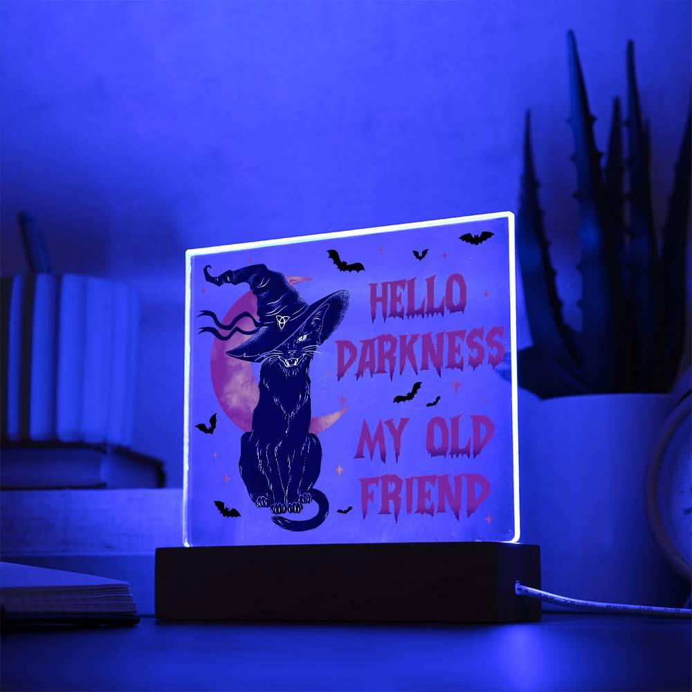 Halloween 'Hello Darkness, Purrfect Companion' Acrylic Square Plaque - Real Rad Boutique