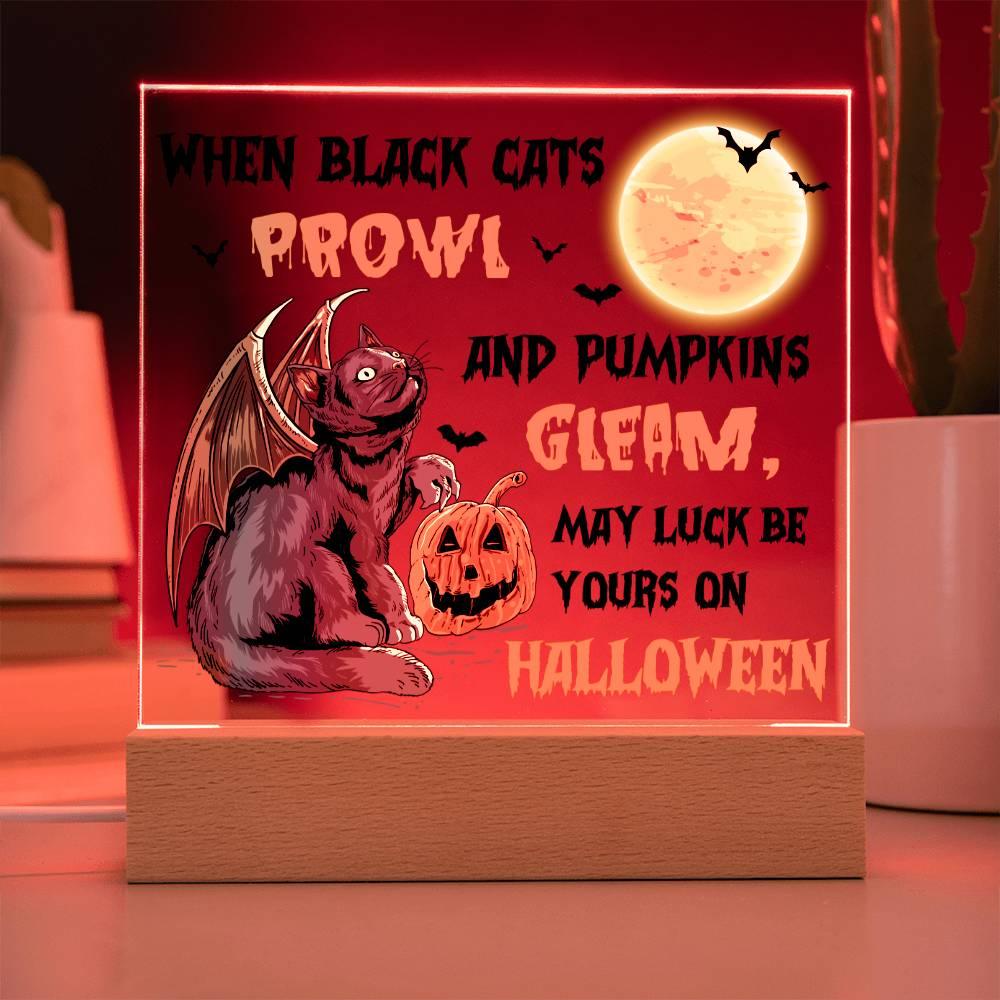 Halloween 'Pumpkins are Gleaming' Acrylic Square Plaque - Real Rad Boutique