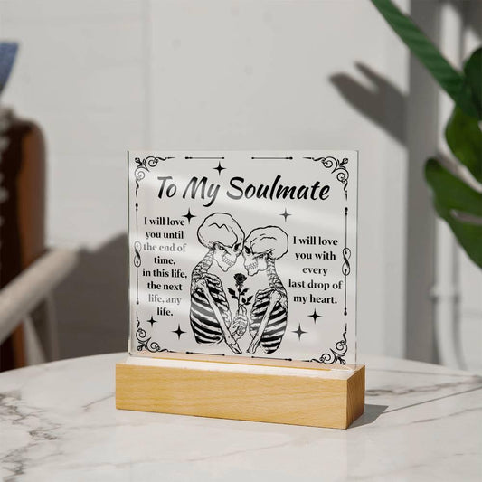 Halloween 'Soulmate: Love Beyond Lifetimes' Acrylic Square Plaque - Real Rad Boutique