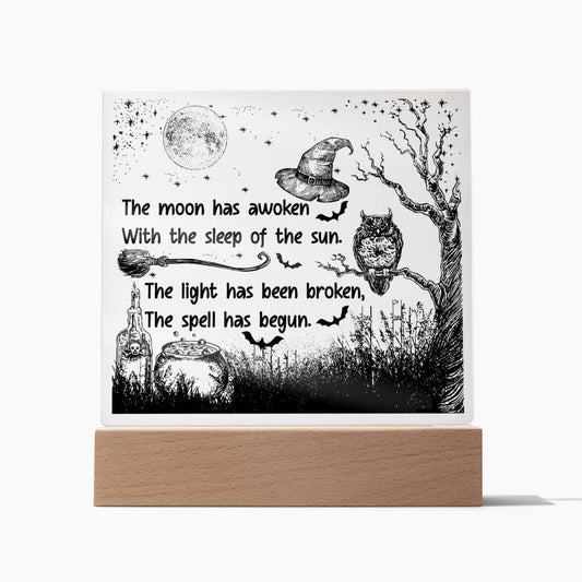 Halloween 'The Moon's Spell' Acrylic Square Plaque - Real Rad Boutique