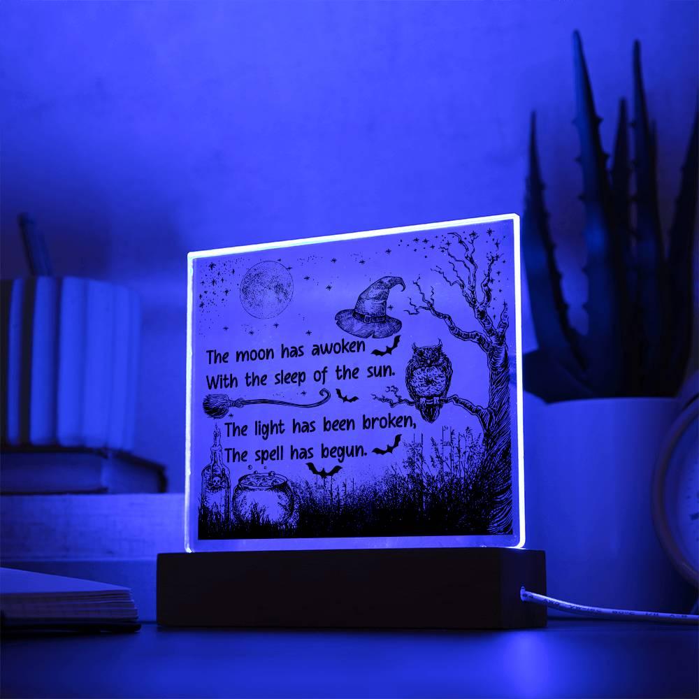 Halloween 'The Moon's Spell' Acrylic Square Plaque - Real Rad Boutique