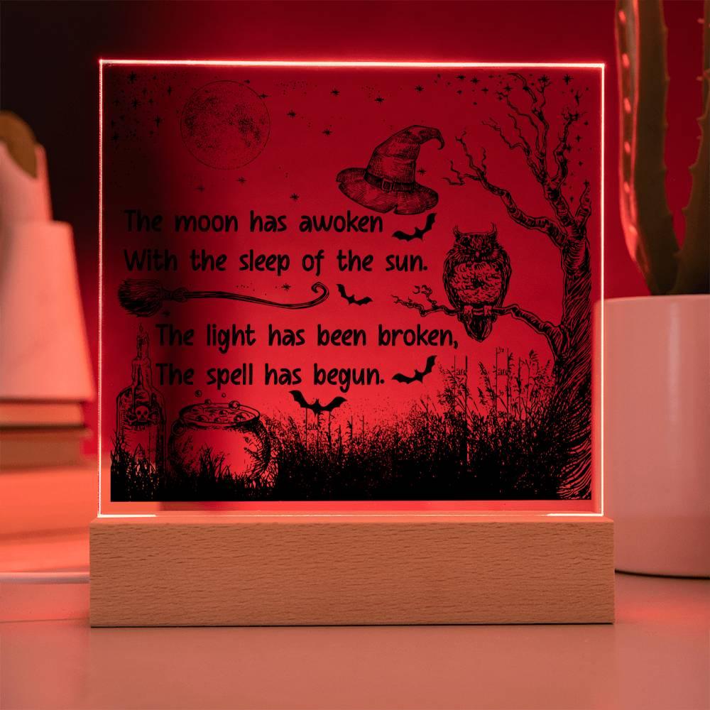 Halloween 'The Moon's Spell' Acrylic Square Plaque - Real Rad Boutique