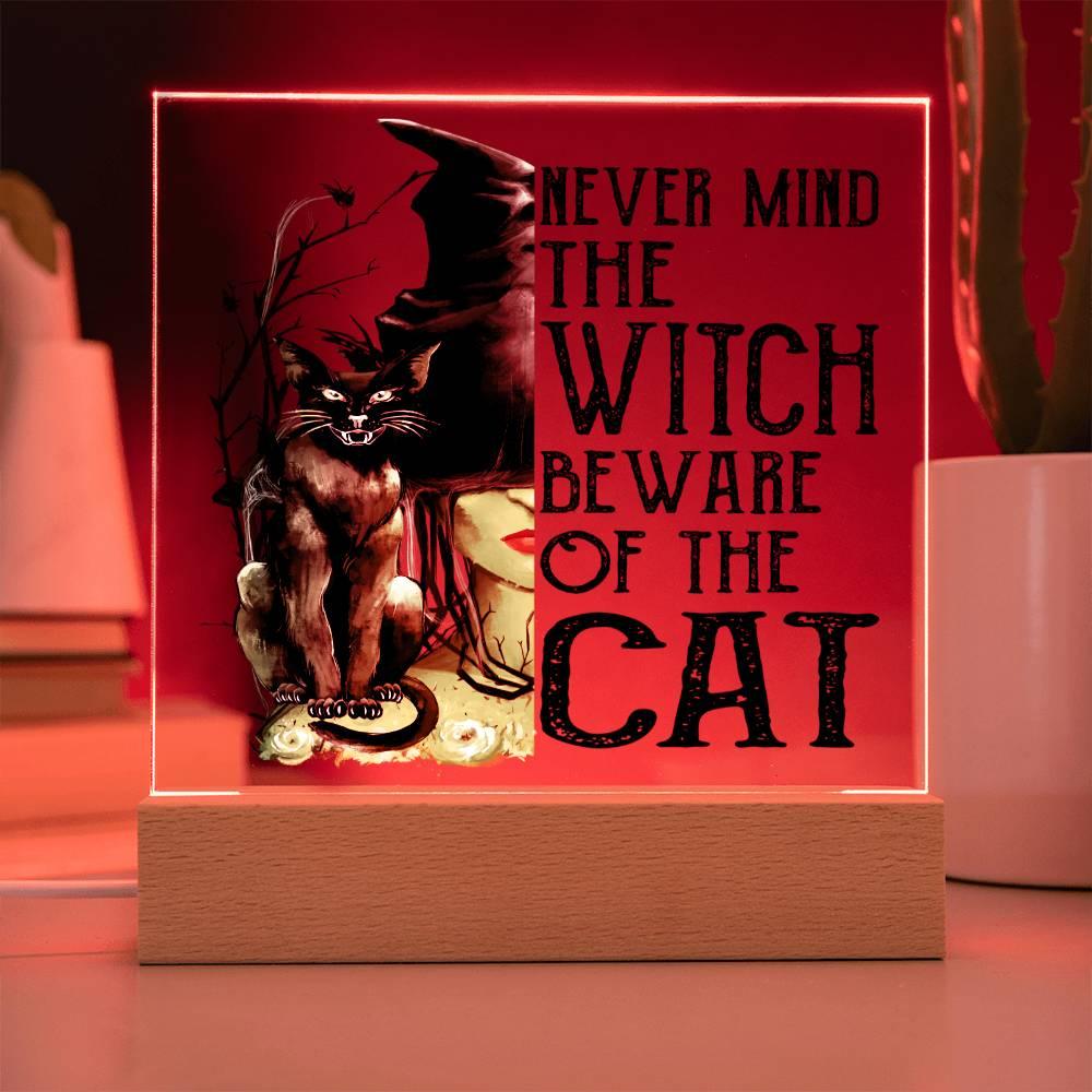 Halloween 'The Witch & the Cat' Acrylic Square Plaque - Real Rad Boutique