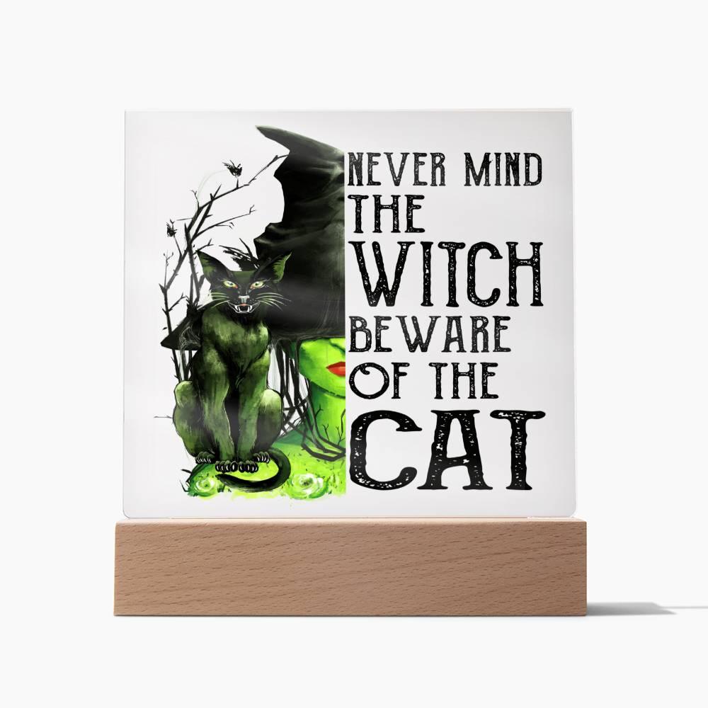 Halloween 'The Witch & the Cat' Acrylic Square Plaque - Real Rad Boutique