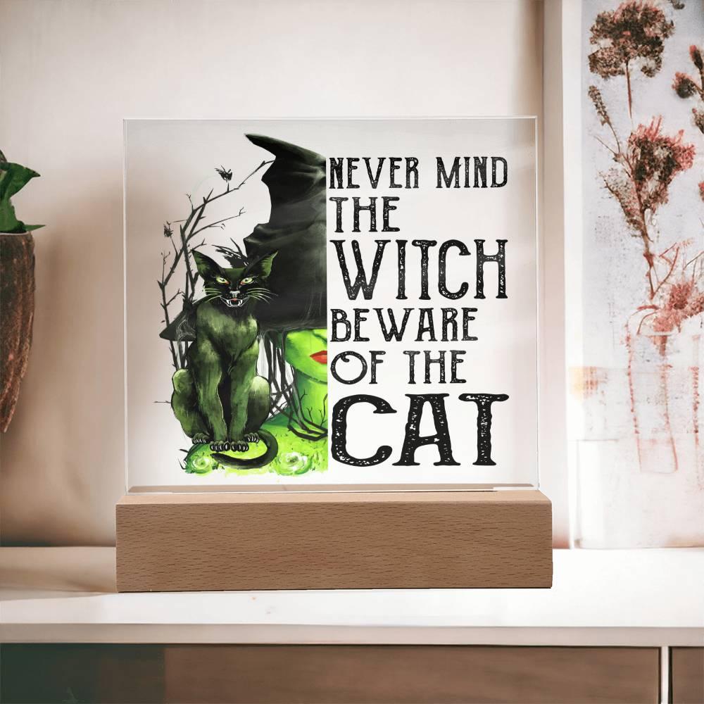 Halloween 'The Witch & the Cat' Acrylic Square Plaque - Real Rad Boutique