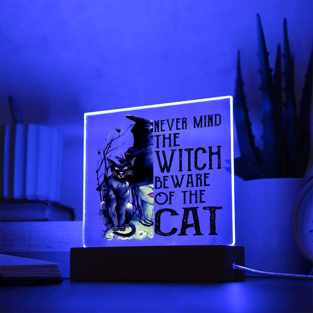 Halloween 'The Witch & the Cat' Acrylic Square Plaque - Real Rad Boutique