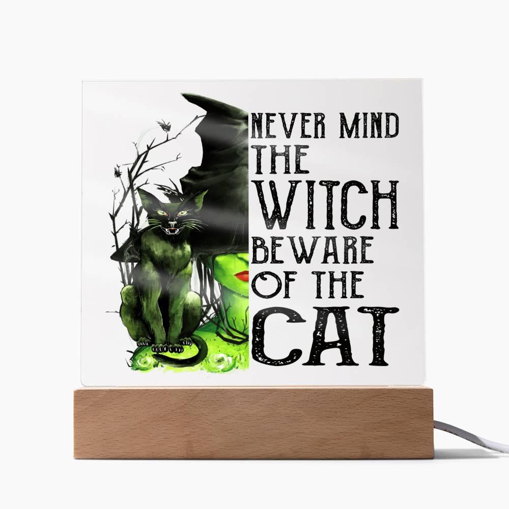 Halloween 'The Witch & the Cat' Acrylic Square Plaque - Real Rad Boutique