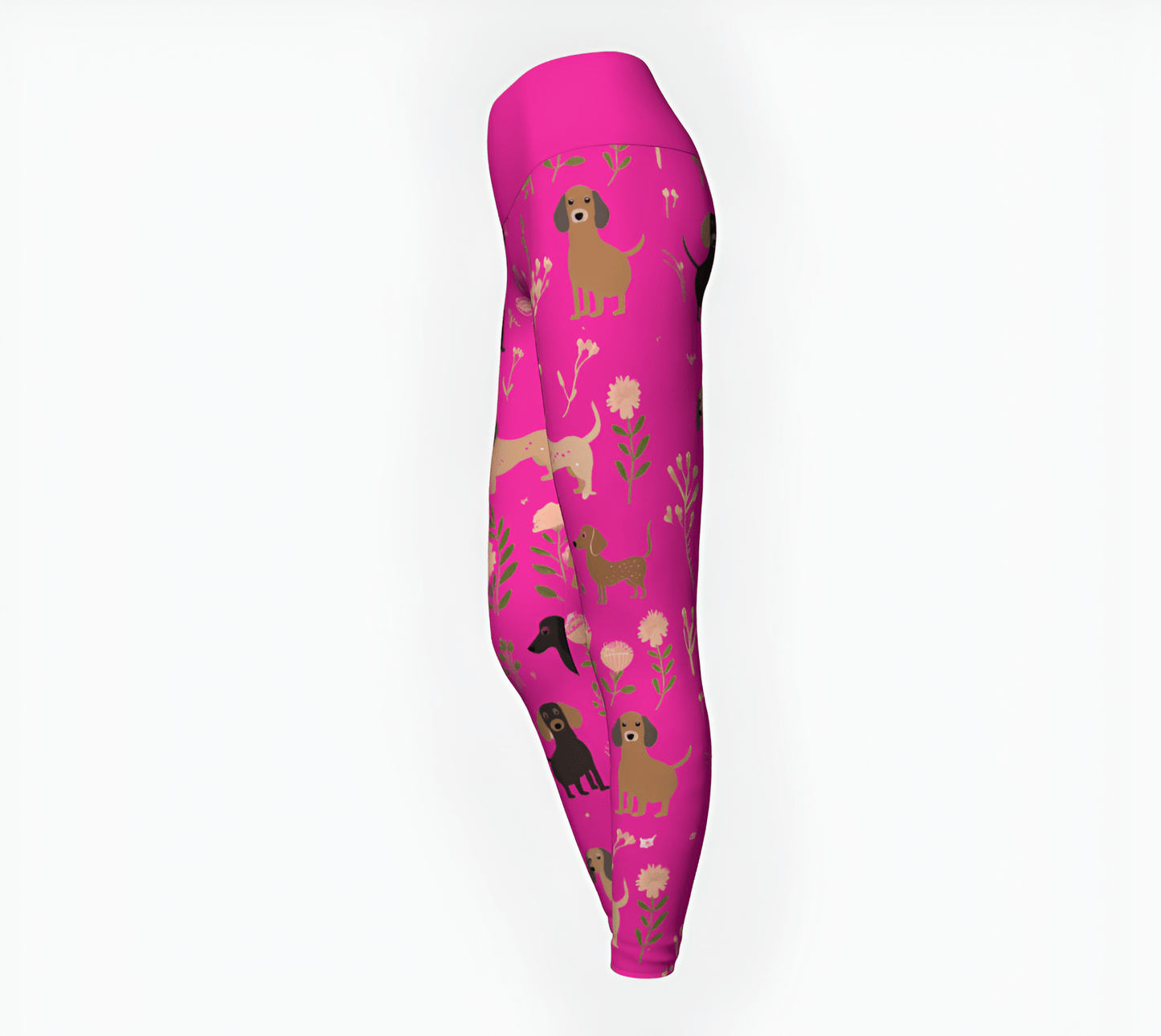 Hot Pink Blooms - Dachshund Yoga Leggings - Real Rad Boutique