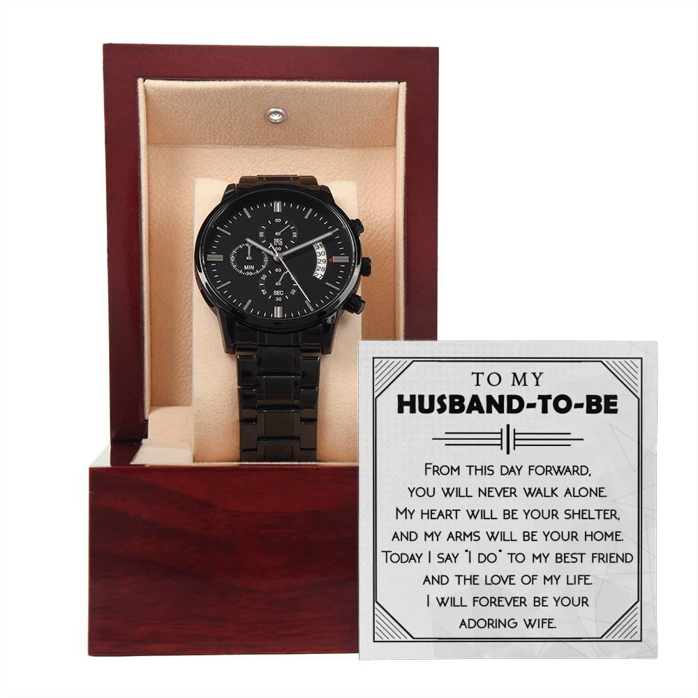 'Husband To Be' Black Chronograph Watch - Real Rad Boutique