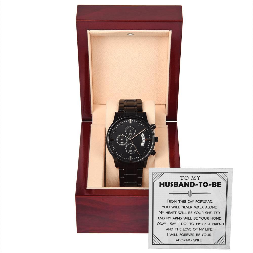 'Husband To Be' Black Chronograph Watch - Real Rad Boutique