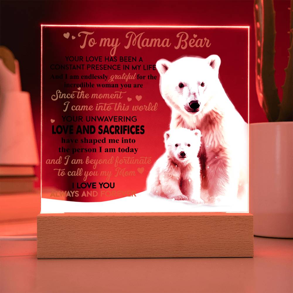 Mom 'Mama Bear's Embrace' - Acrylic Square Plaque - Real Rad Boutique