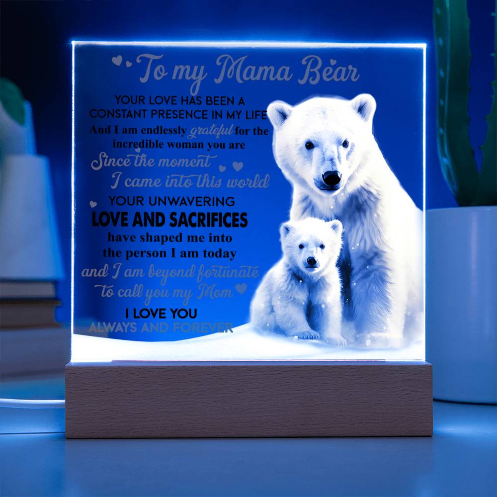 Mom 'Mama Bear's Embrace' - Acrylic Square Plaque - Real Rad Boutique