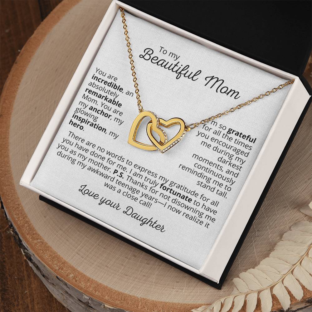 Mom 'Unwrap the Love and Laughter' - Interlocking Hearts Necklace - Real Rad Boutique