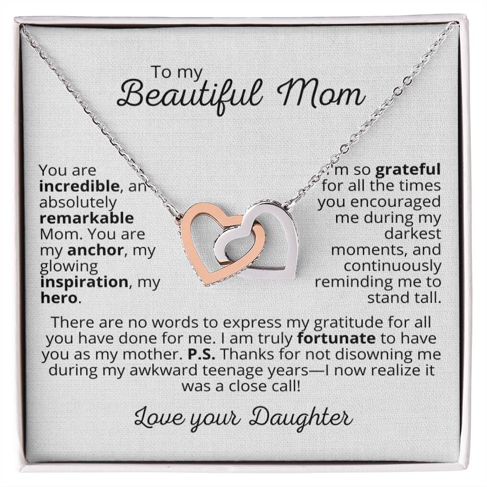 Mom 'Unwrap the Love and Laughter' - Interlocking Hearts Necklace - Real Rad Boutique