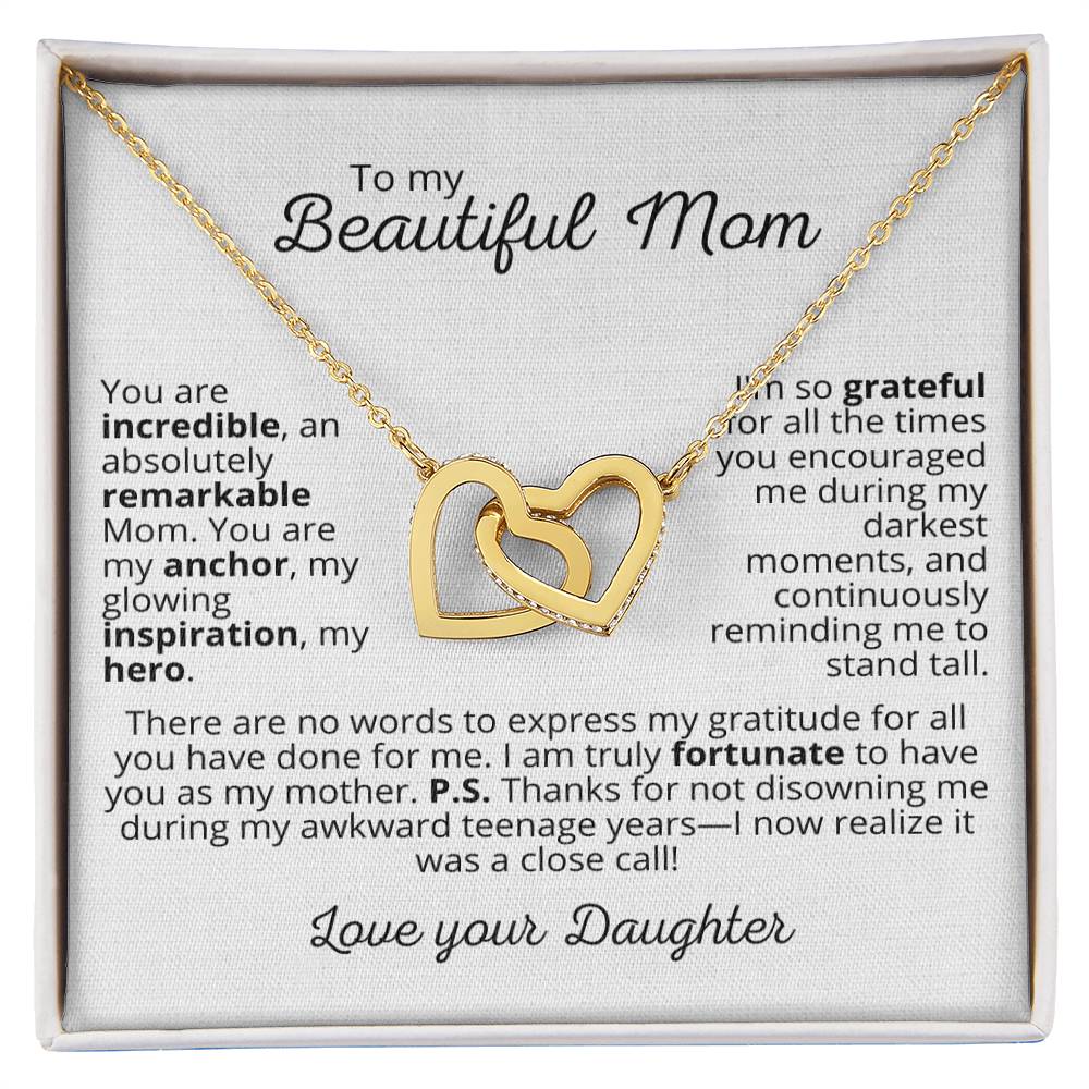 Mom 'Unwrap the Love and Laughter' - Interlocking Hearts Necklace - Real Rad Boutique