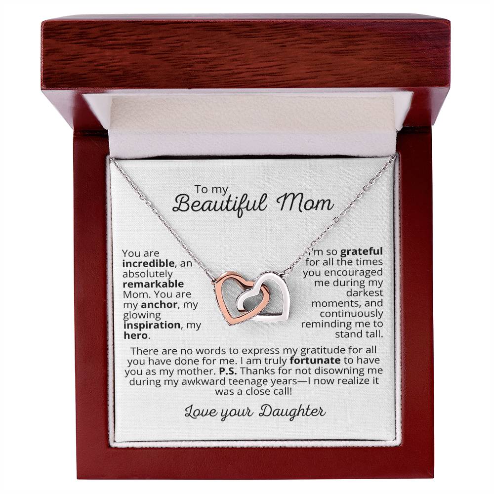 Mom 'Unwrap the Love and Laughter' - Interlocking Hearts Necklace - Real Rad Boutique