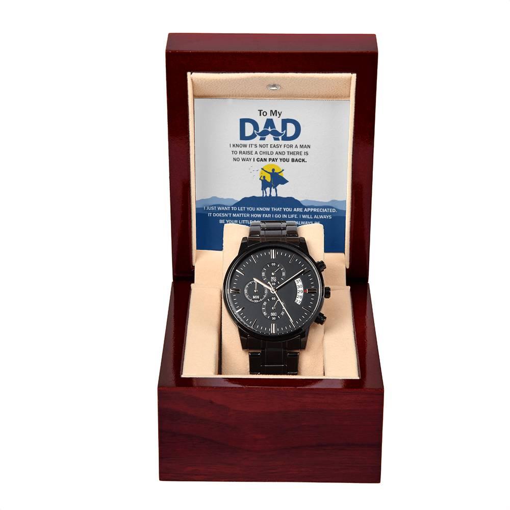 'My Dad, My Hero Appreciation' Black Chronograph Watch - Real Rad Boutique