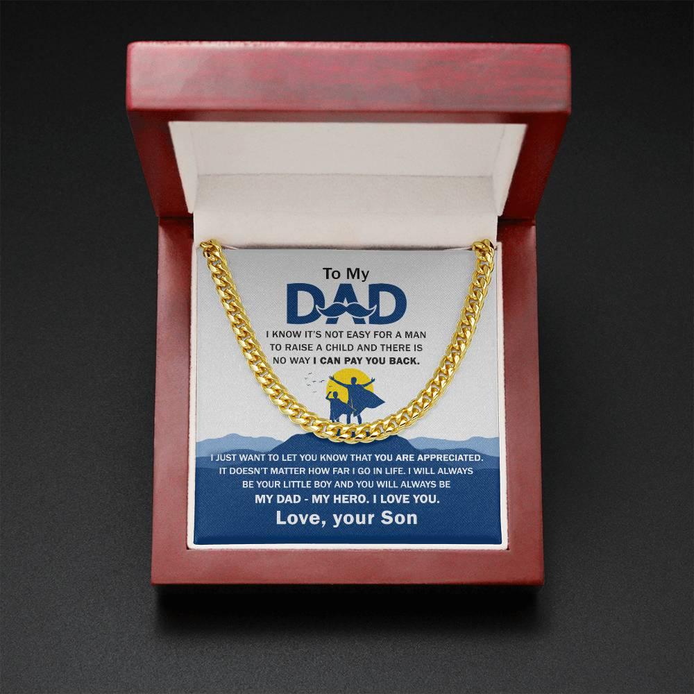 'My Dad, My Hero Appreciation' Cuban Link Chain - Real Rad Boutique