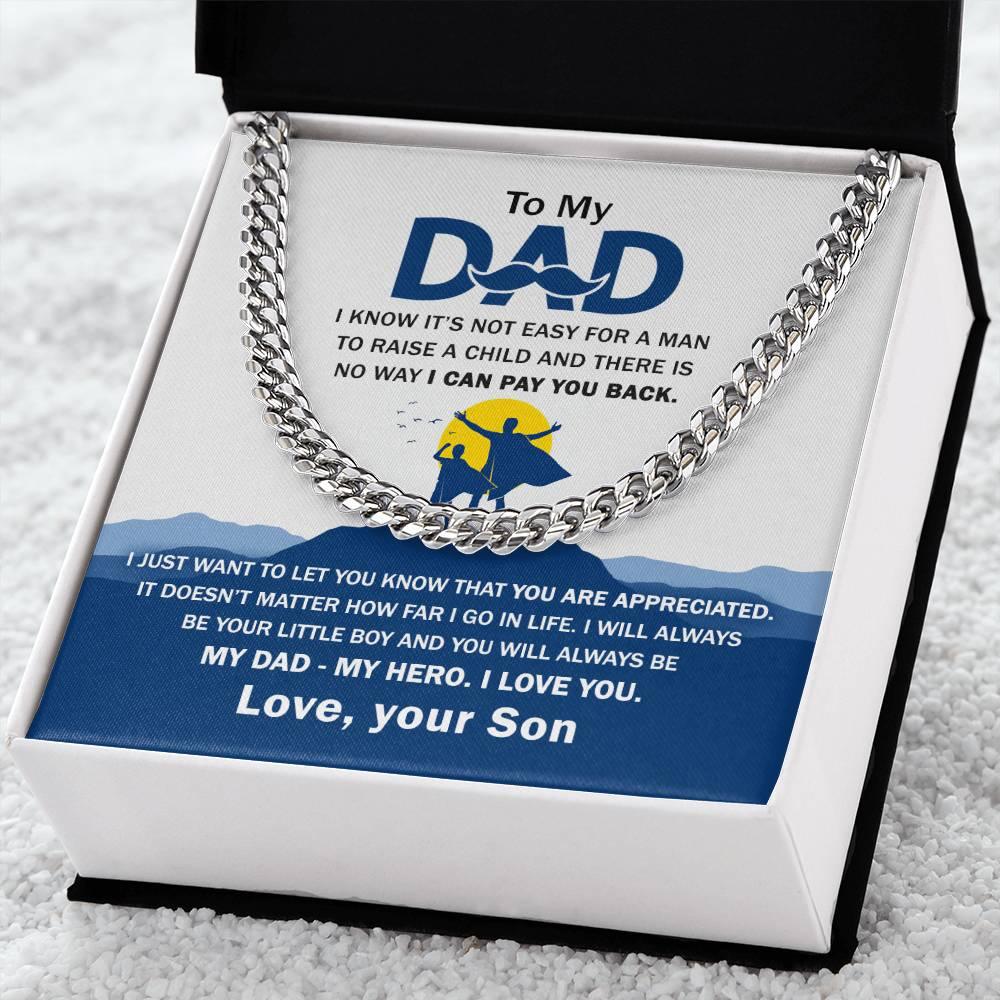 'My Dad, My Hero Appreciation' Cuban Link Chain - Real Rad Boutique