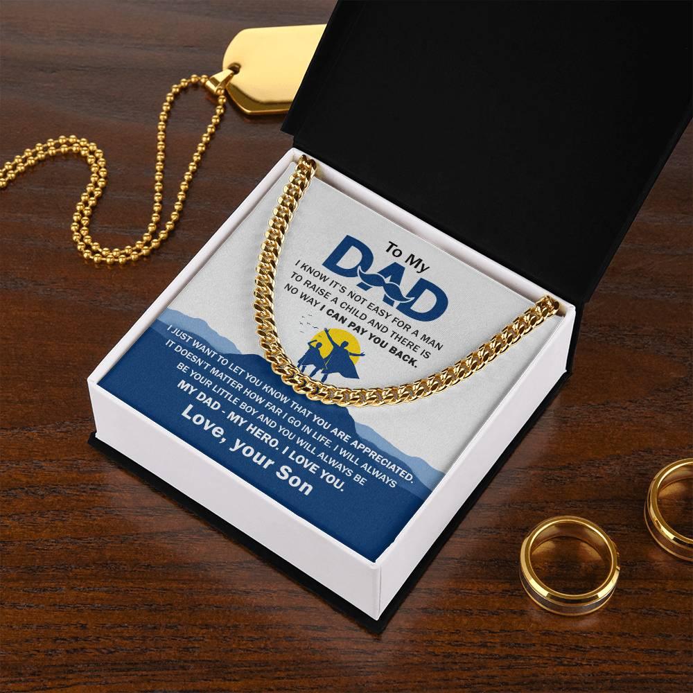 'My Dad, My Hero Appreciation' Cuban Link Chain - Real Rad Boutique