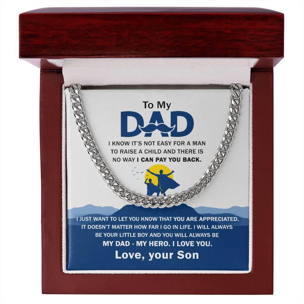 'My Dad, My Hero Appreciation' Cuban Link Chain - Real Rad Boutique