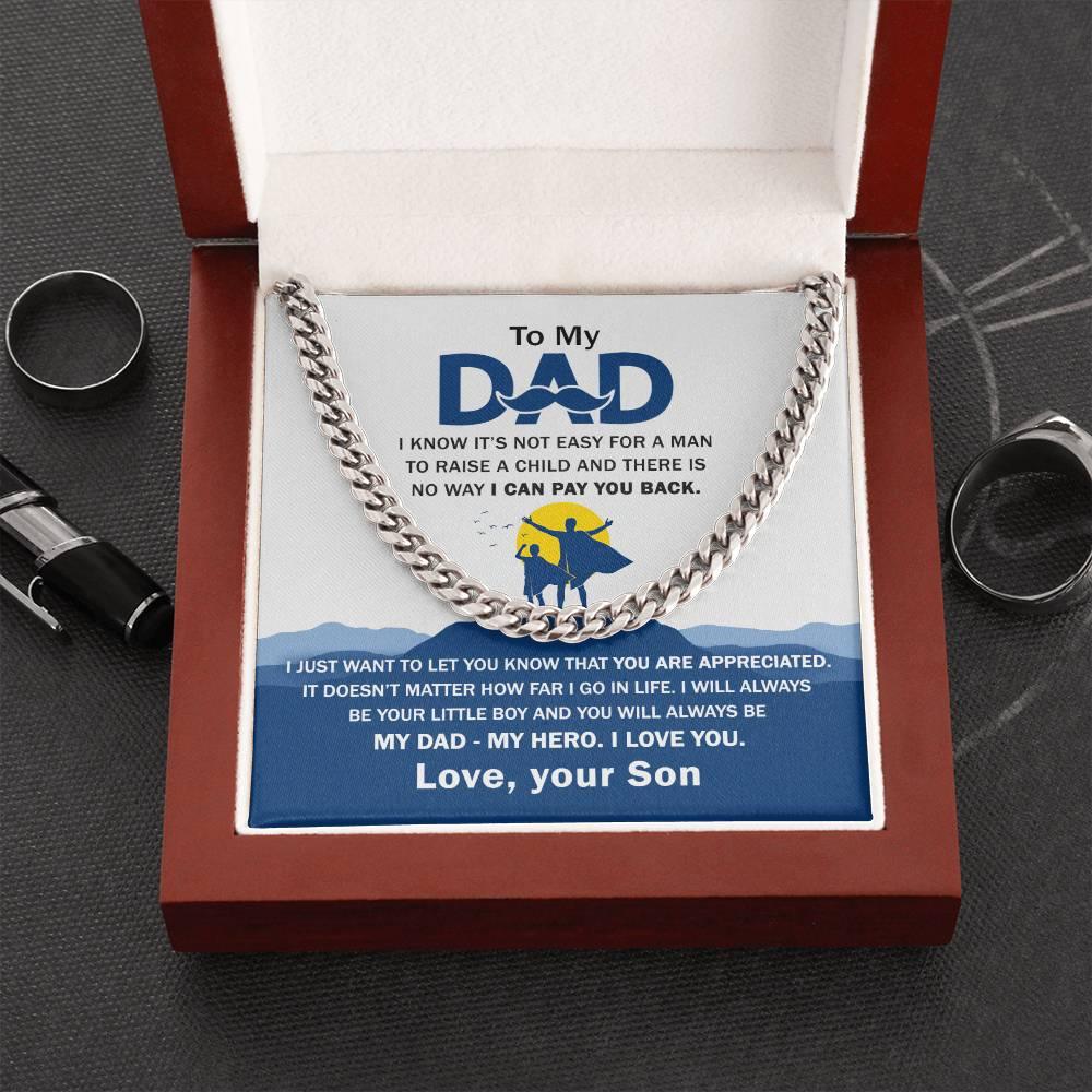 'My Dad, My Hero Appreciation' Cuban Link Chain - Real Rad Boutique