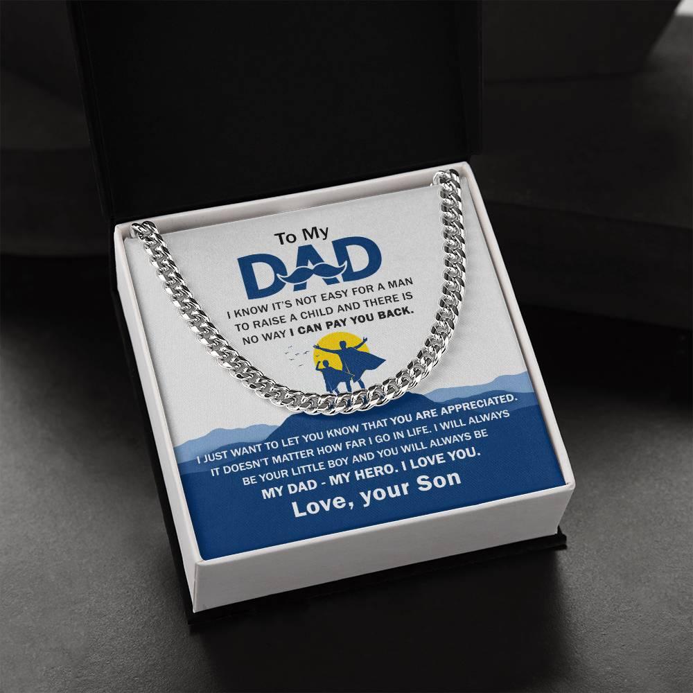 'My Dad, My Hero Appreciation' Cuban Link Chain - Real Rad Boutique