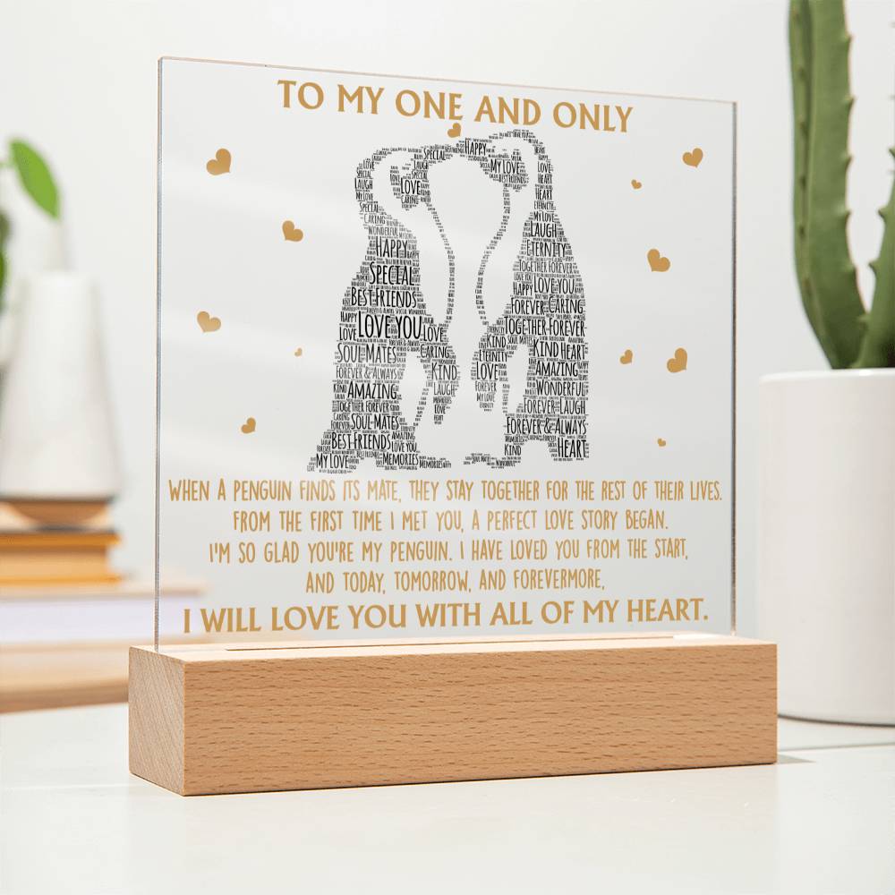 Penguin Love Chronicle - Acrylic Square Plaque - Real Rad Boutique