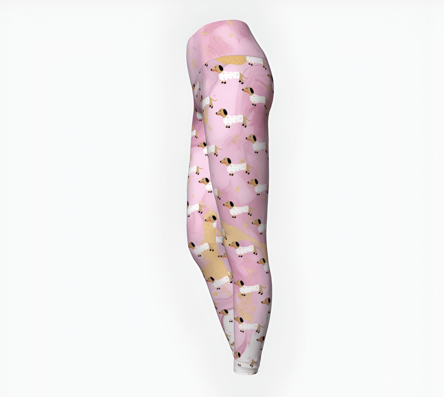 Pink Marble Flair - Dachshund Yoga Leggings - Real Rad Boutique