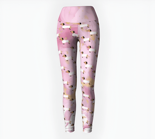 Pink Marble Flair - Dachshund Yoga Leggings - Real Rad Boutique