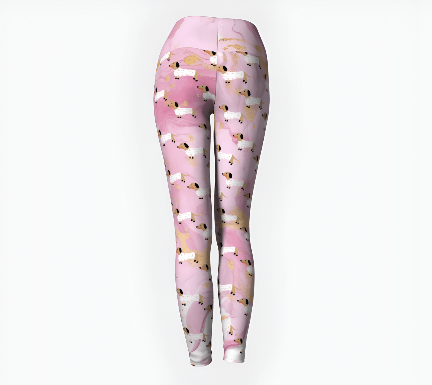 Pink Marble Flair - Dachshund Yoga Leggings - Real Rad Boutique