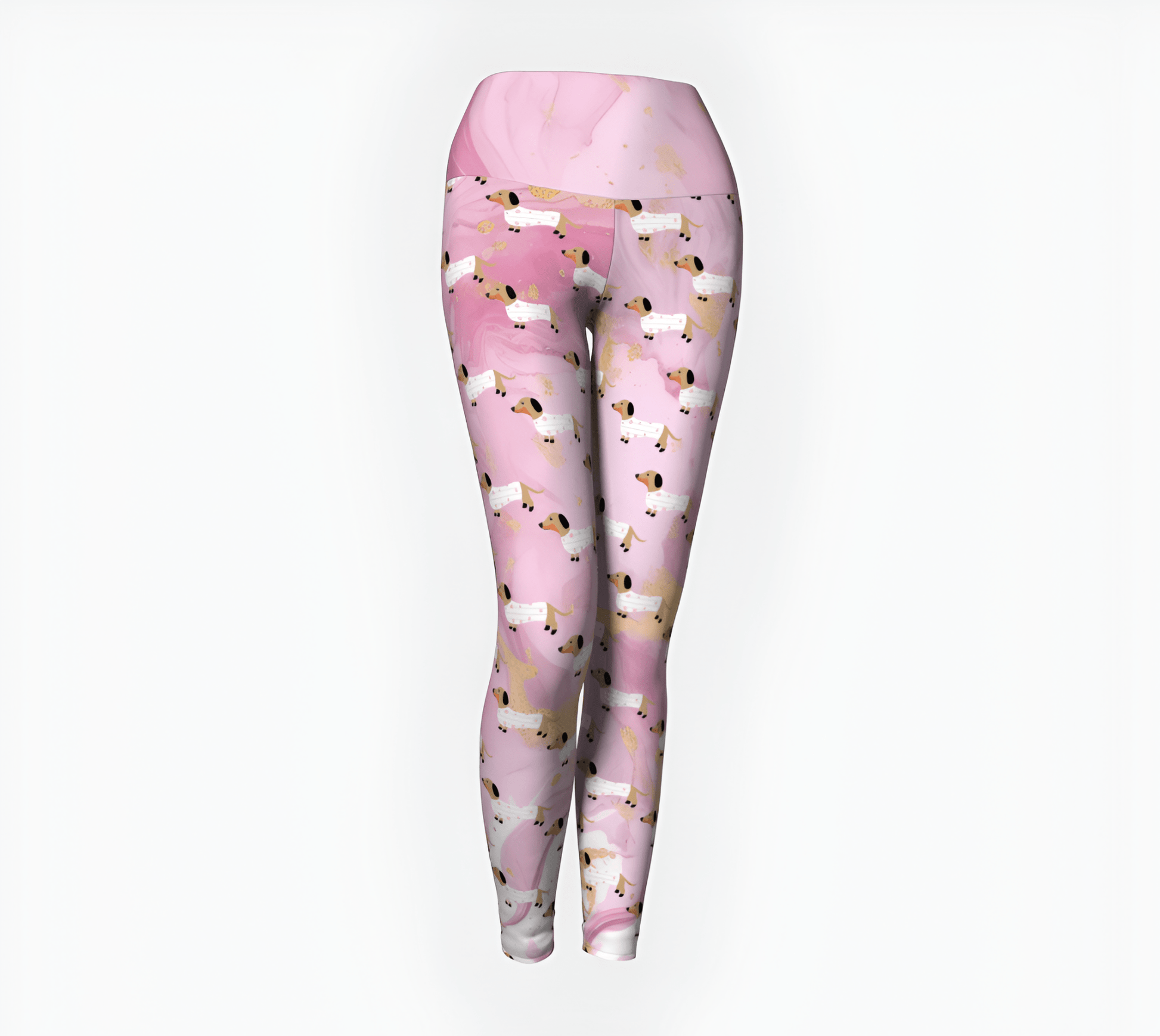 Pink Marble Flair - Dachshund Yoga Leggings - Real Rad Boutique