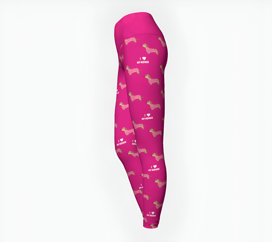 Pink Wiener Love - Dachshund Yoga Leggings - Real Rad Boutique