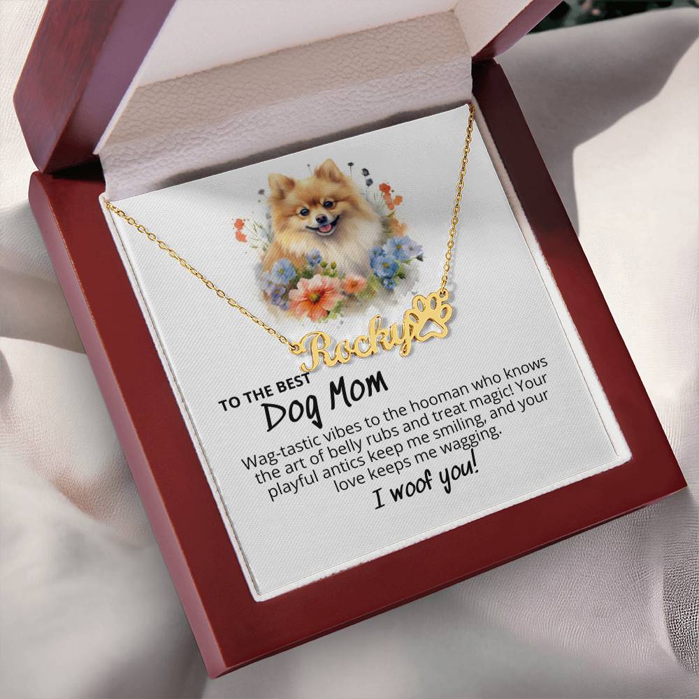 Pomeranian 'Canine Couture' - Personalized Name Pet Paw Print Necklace - Real Rad Boutique