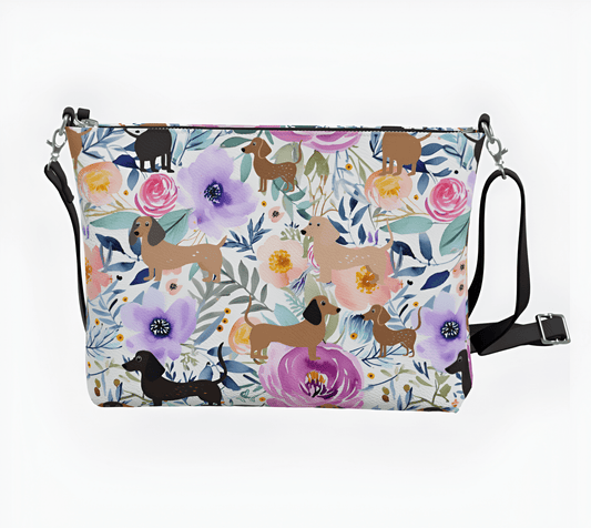 Pretty Blooms - Dachshund Vegan Leather Crossbody Purse - Real Rad Boutique