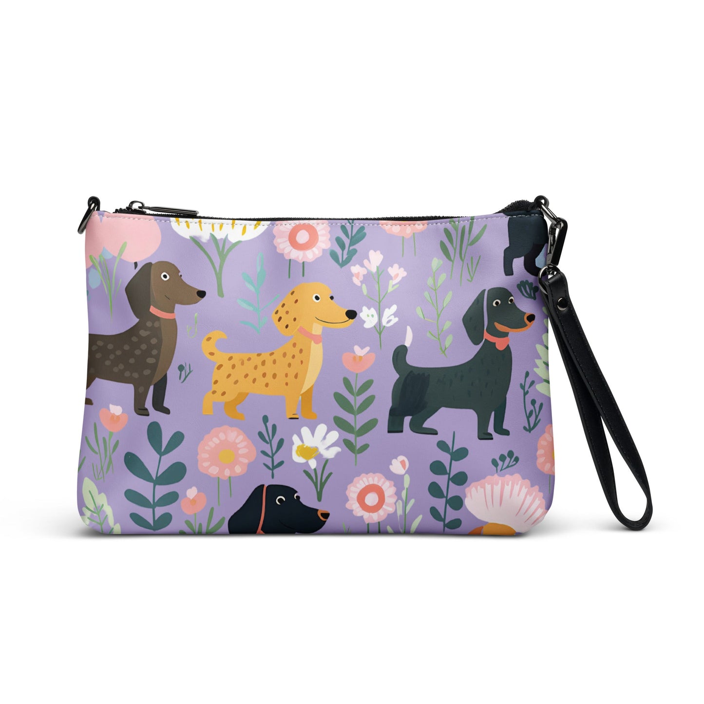 Purple Floral Paws - Dachshund Crossbody Purse - Real Rad Boutique