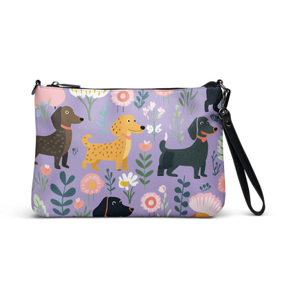 Purple Floral Paws - Dachshund Crossbody Purse - Real Rad Boutique