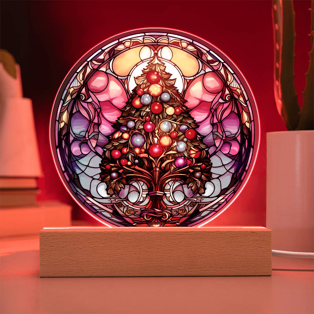 'Radiant Holidays with a Christmas Tree' - Acrylic Circle Plaque - Real Rad Boutique