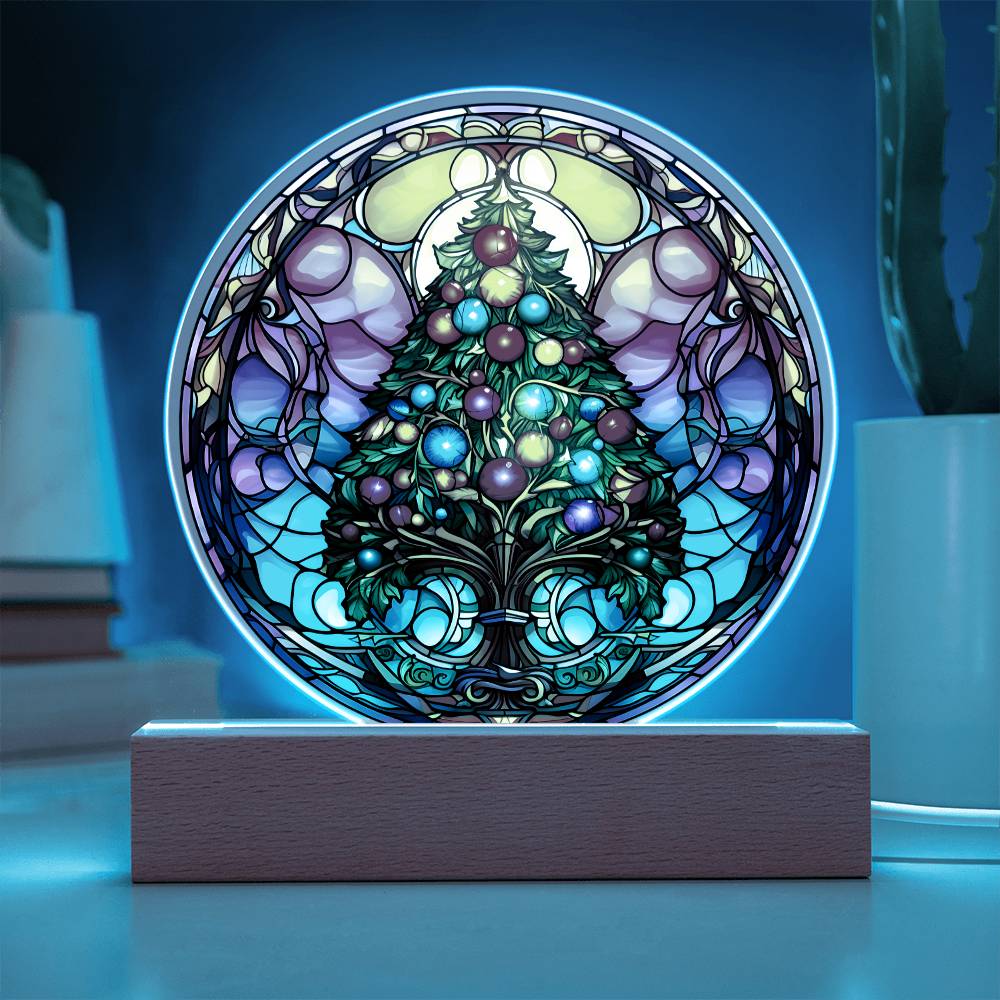 'Radiant Holidays with a Christmas Tree' - Acrylic Circle Plaque - Real Rad Boutique