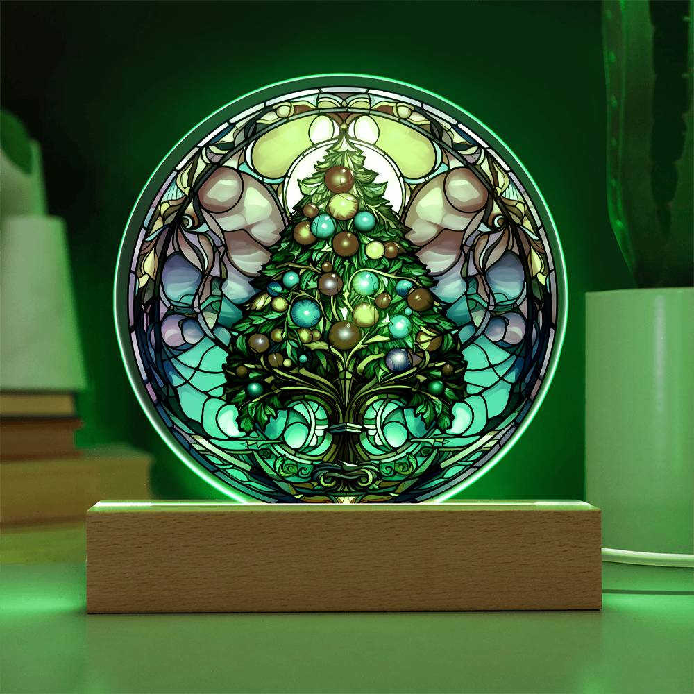 'Radiant Holidays with a Christmas Tree' - Acrylic Circle Plaque - Real Rad Boutique