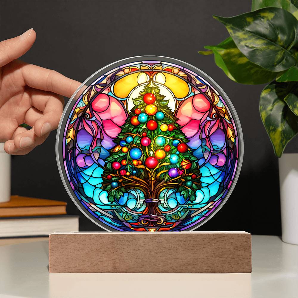 'Radiant Holidays with a Christmas Tree' - Acrylic Circle Plaque - Real Rad Boutique