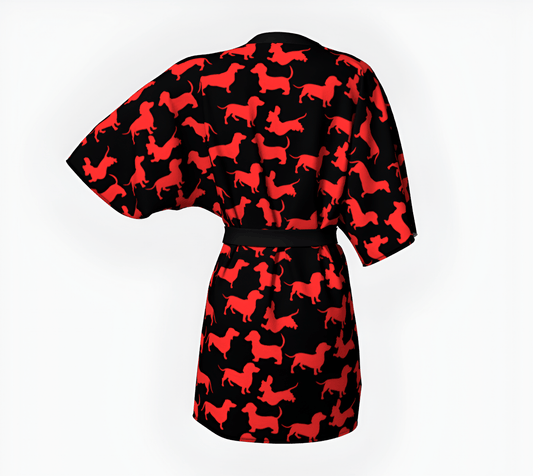 Radiant Red - Dachshund Kimono Robe - Real Rad Boutique