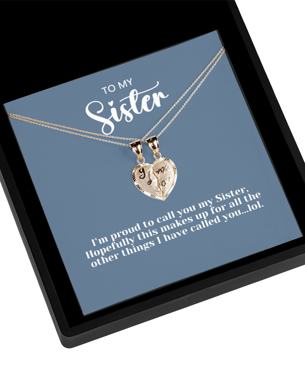 Sister 'I Love to Tease' - Breakable Heart Gold Necklace - Real Rad Boutique