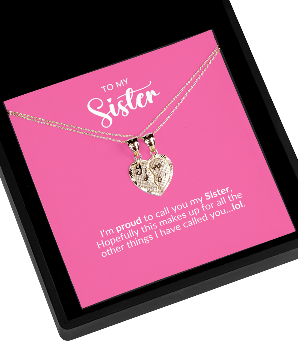 Sister 'Sisterly Love' - Breakable Heart Gold Necklace - Real Rad Boutique