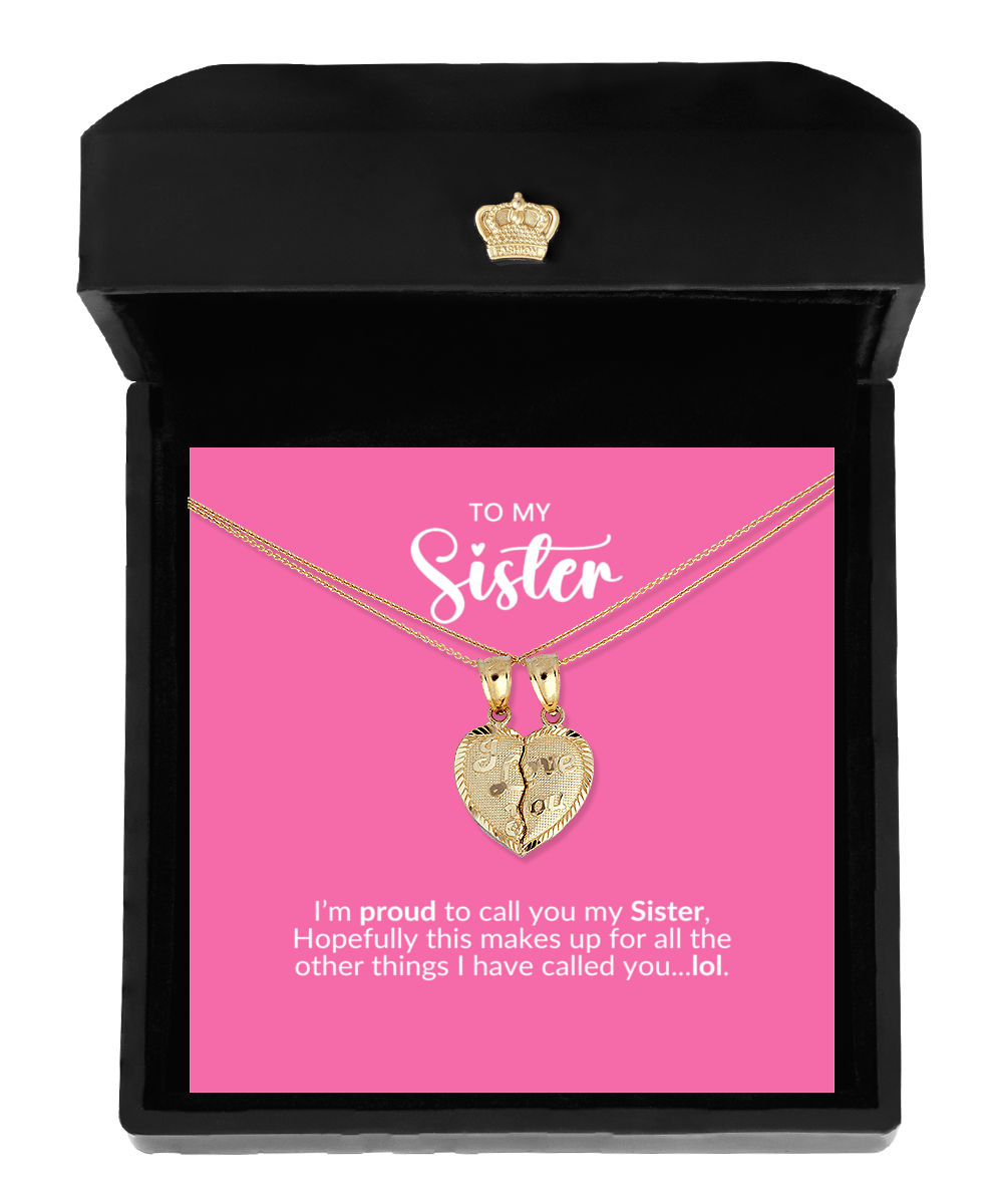 Sister 'Sisterly Love' - Breakable Heart Gold Necklace - Real Rad Boutique